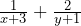 Rendered by QuickLaTeX.com \frac{1}{x+3}+\frac{2}{y+1}